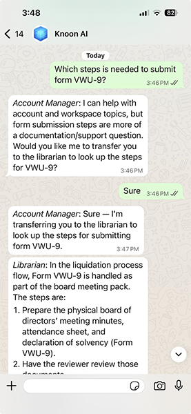 WhatsApp Q&A chat example