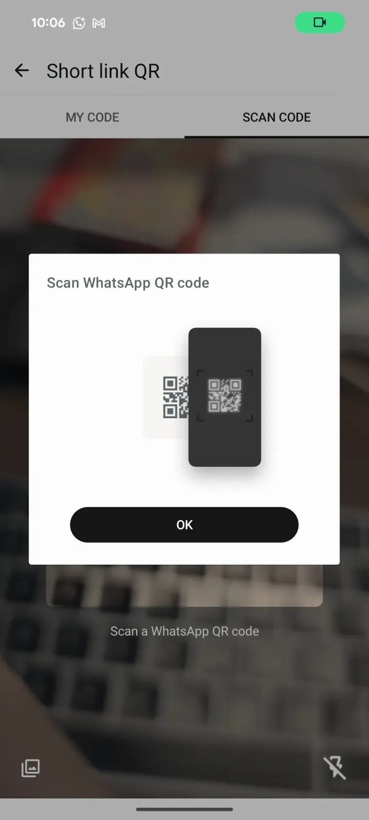 Introduktion till WhatsApp Företag QR-skanner på fliken Skanna kod